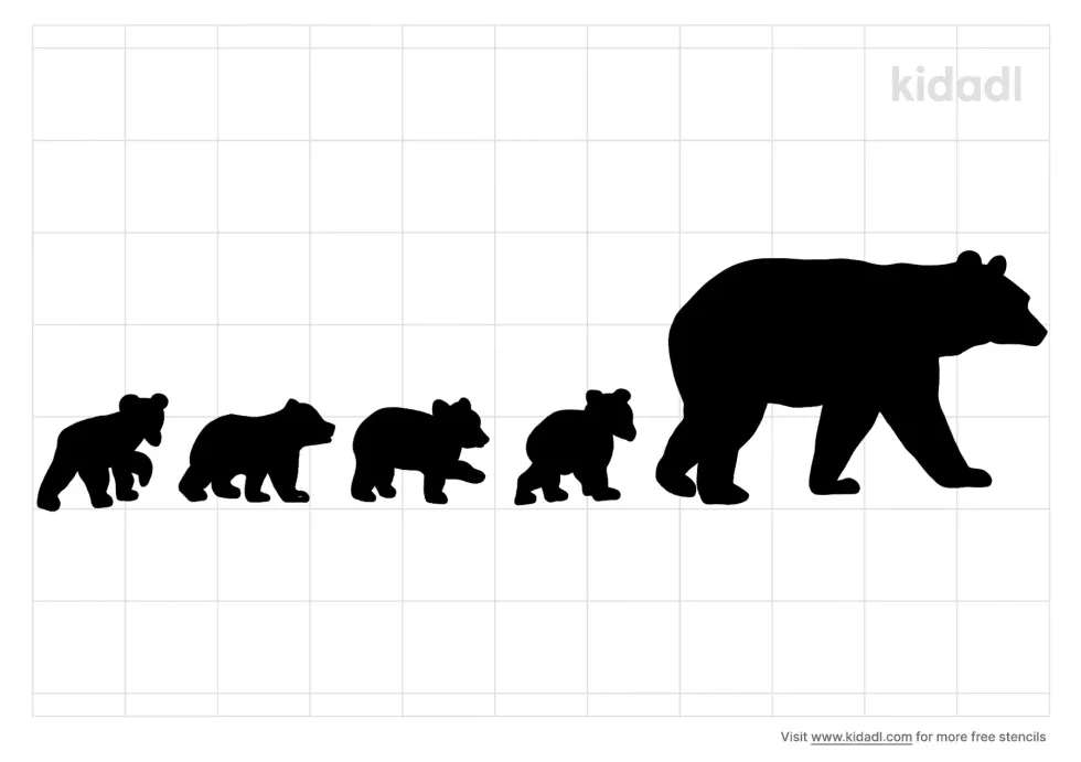 Mama Bear With Four Cubs