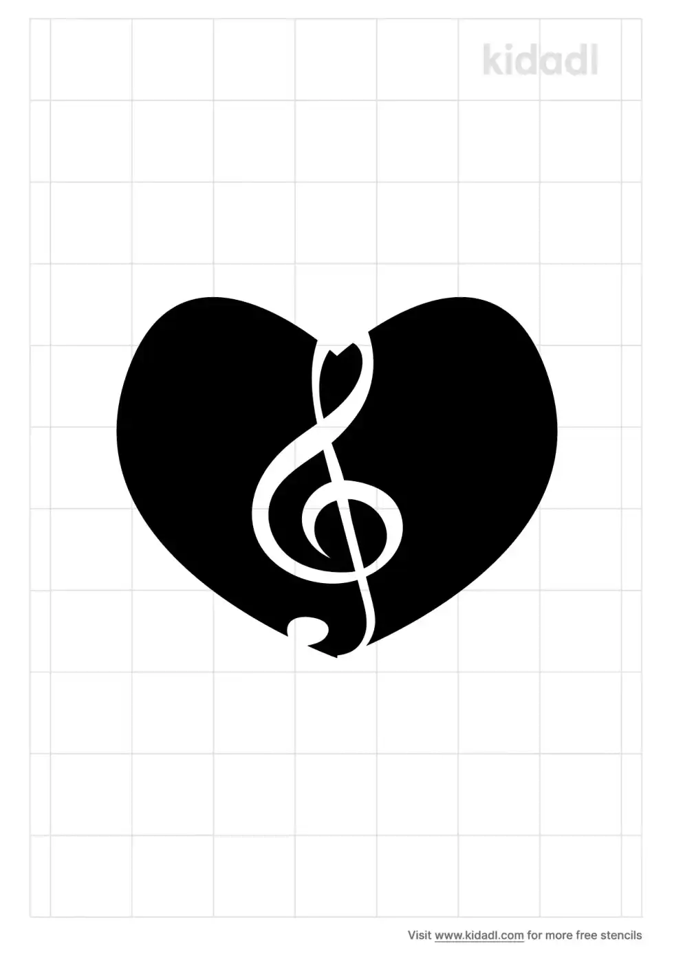 Music Cleft With Heart Stencil