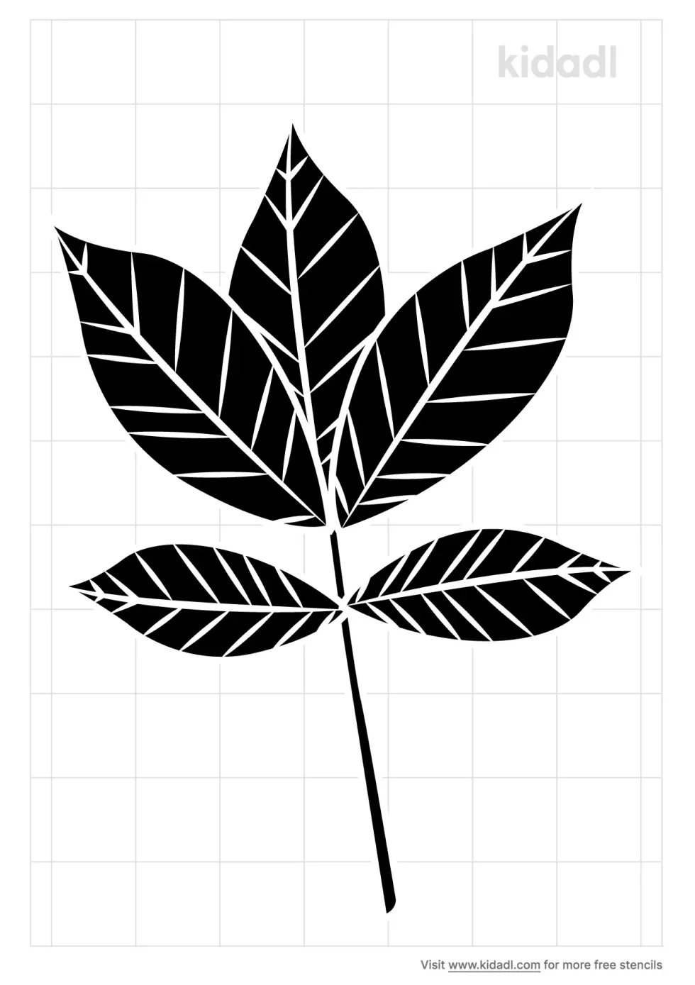 Shagbark Hickory Leaf Stencil