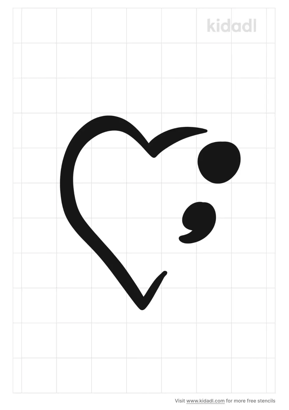 Semi-Colon Heart Stencil