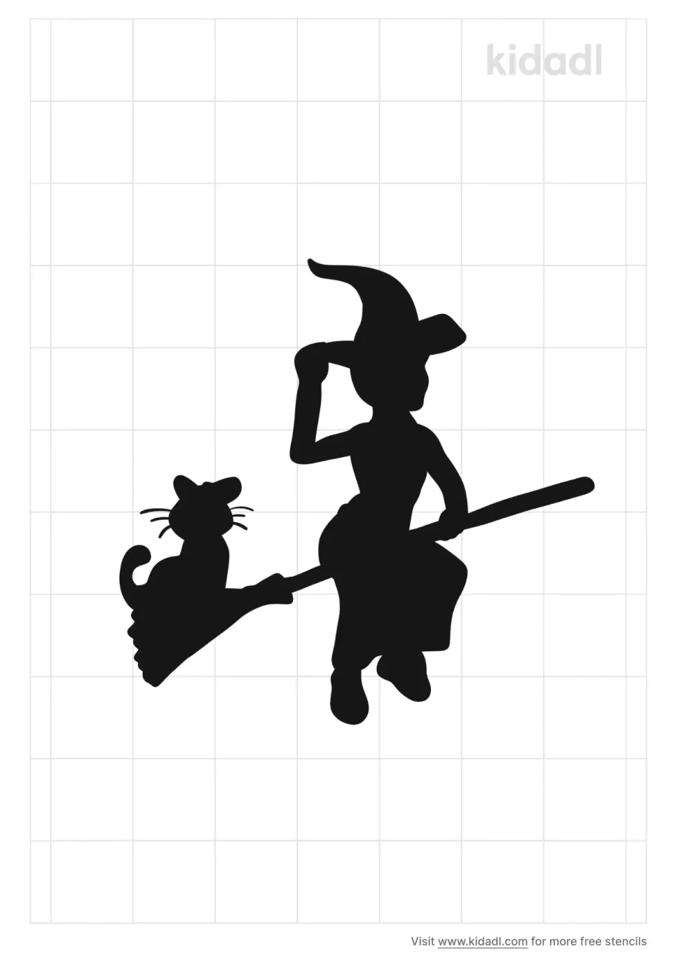 Witch And Cat Stencil