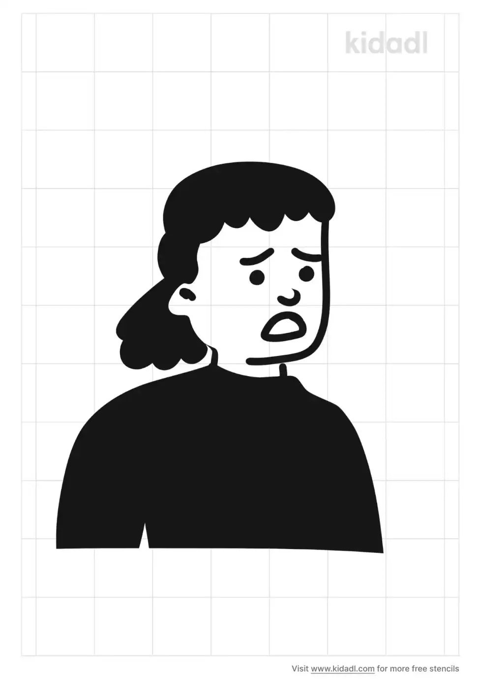 Worried Girl Stencil