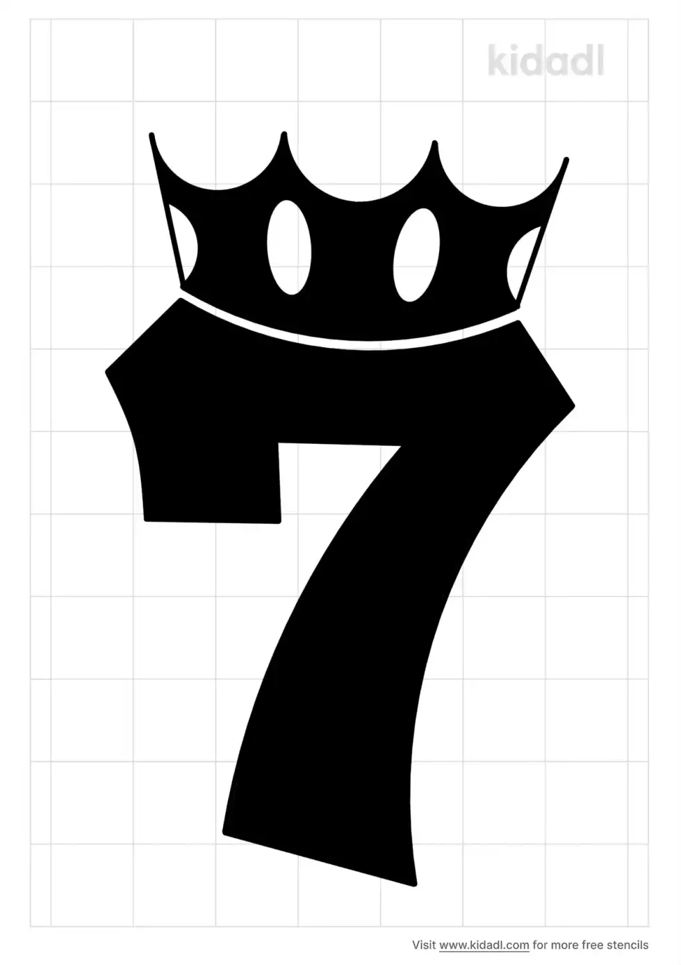 Number 7 With A Crown On Top Stencil