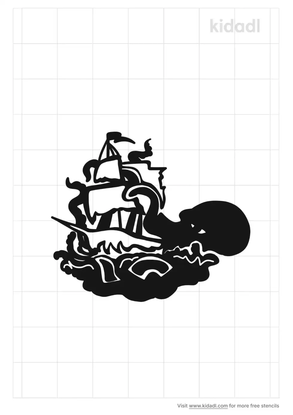 Ship And Kraken Stencil