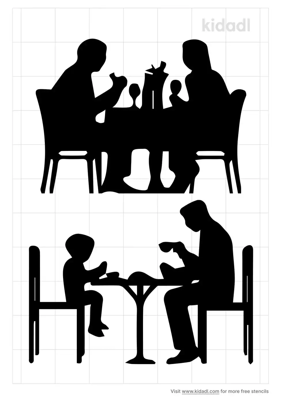 People Eating Food Stencil