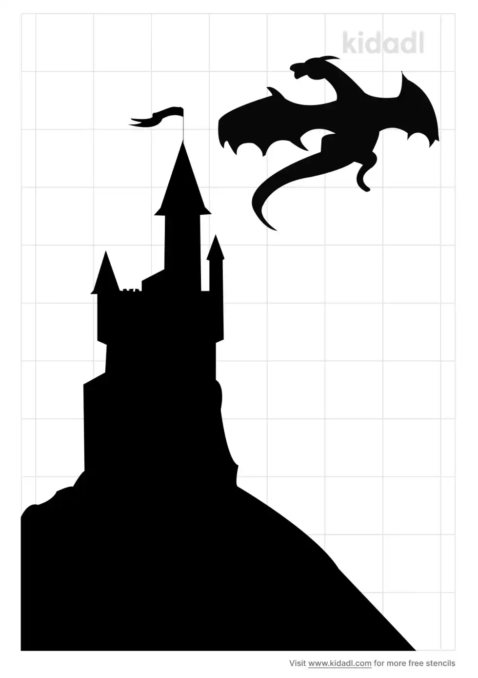 Dragon On Castle Stencil