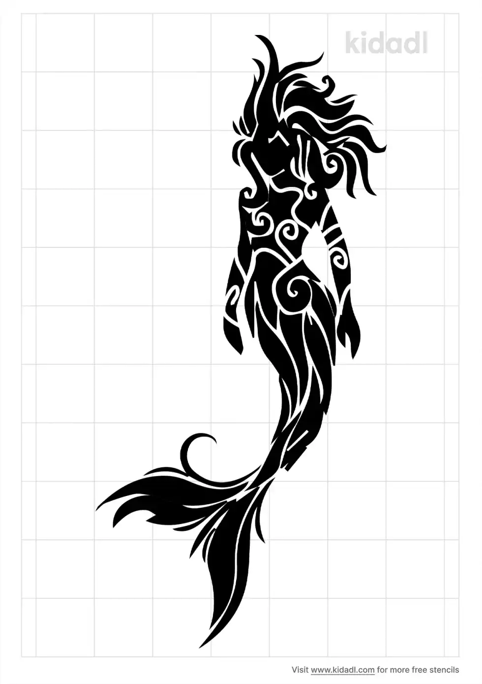 Tribal Mermaid Stencil