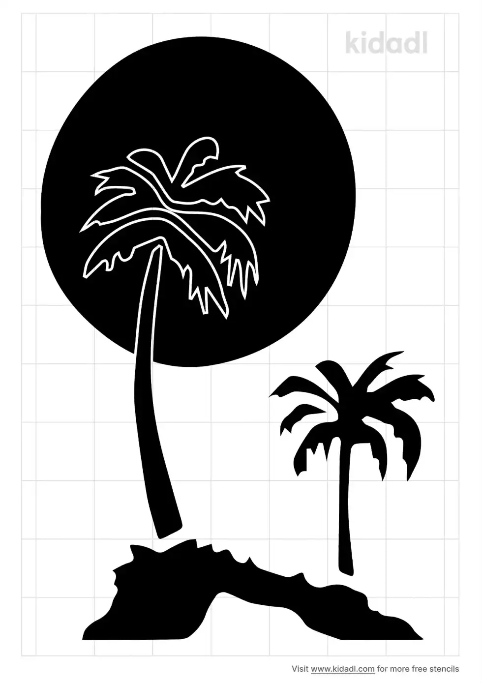 Tree And Moon Stencil