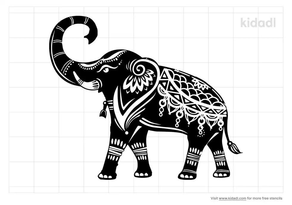 Patterned Elephant Stencil