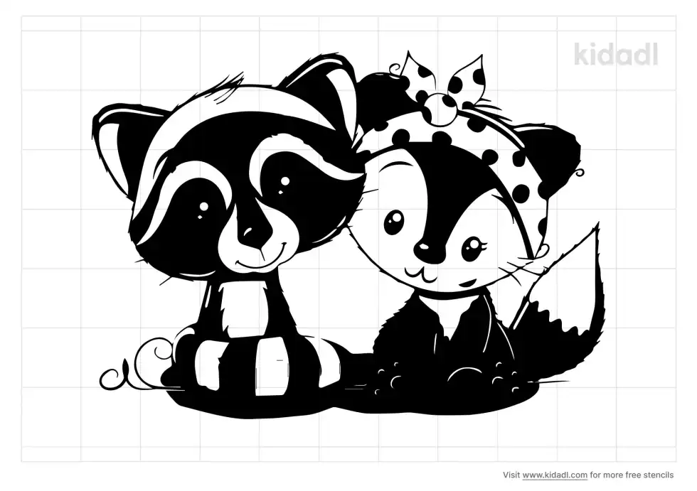 Raccoon And Fox Stencil