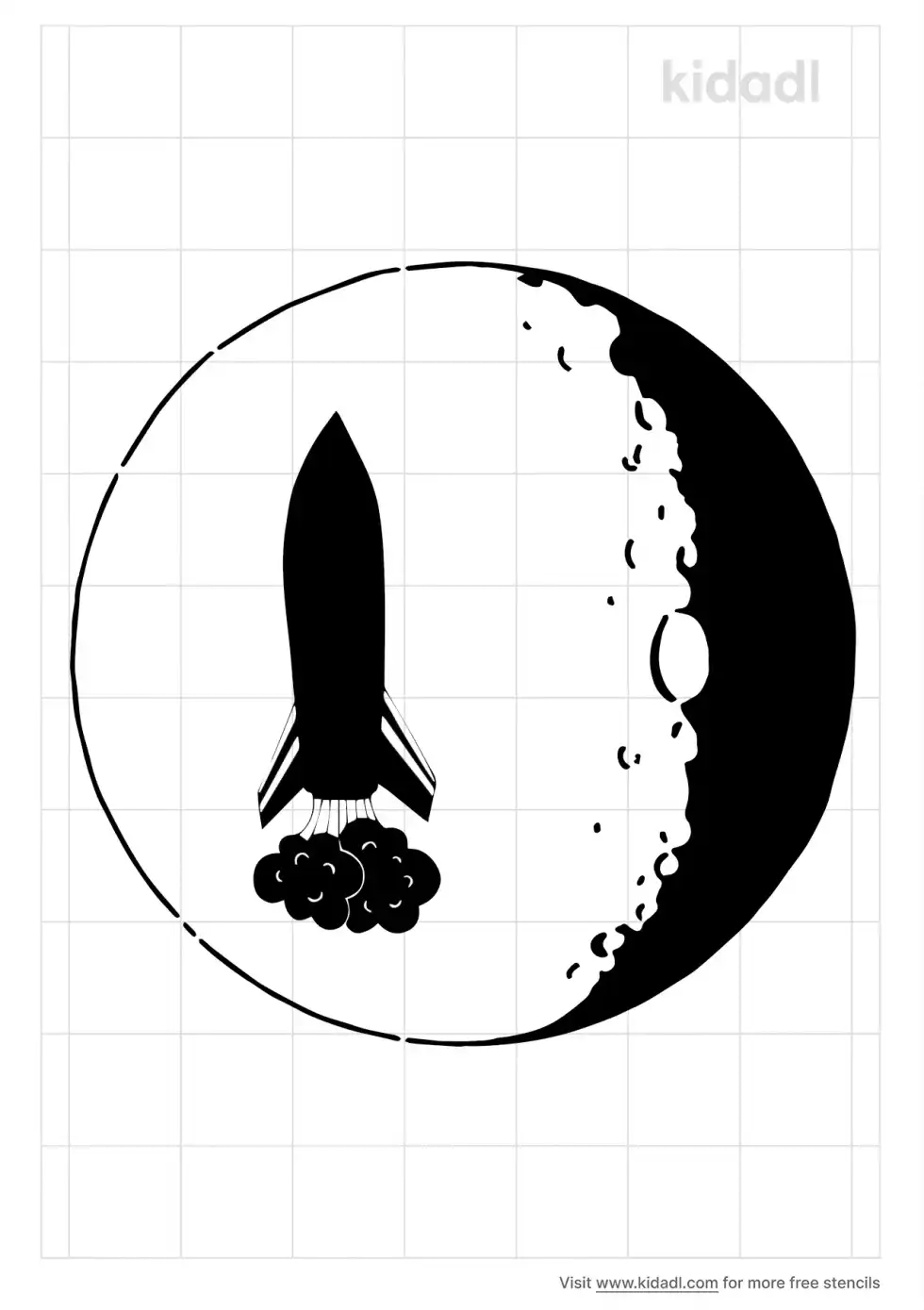 Rocket And Moon Stencil