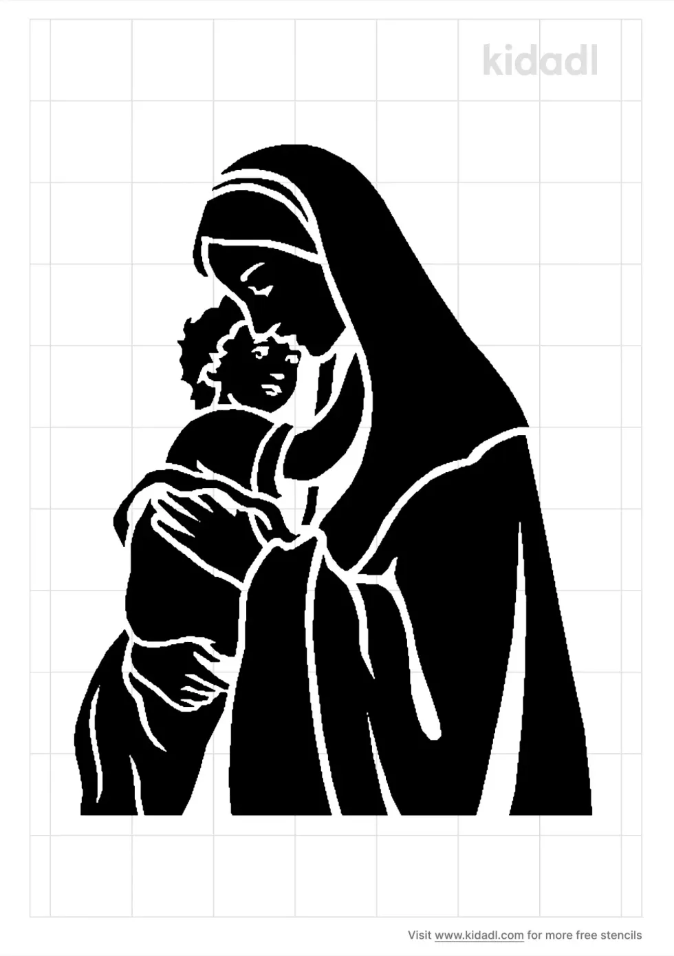 Mother Mary And Jesus Stencil