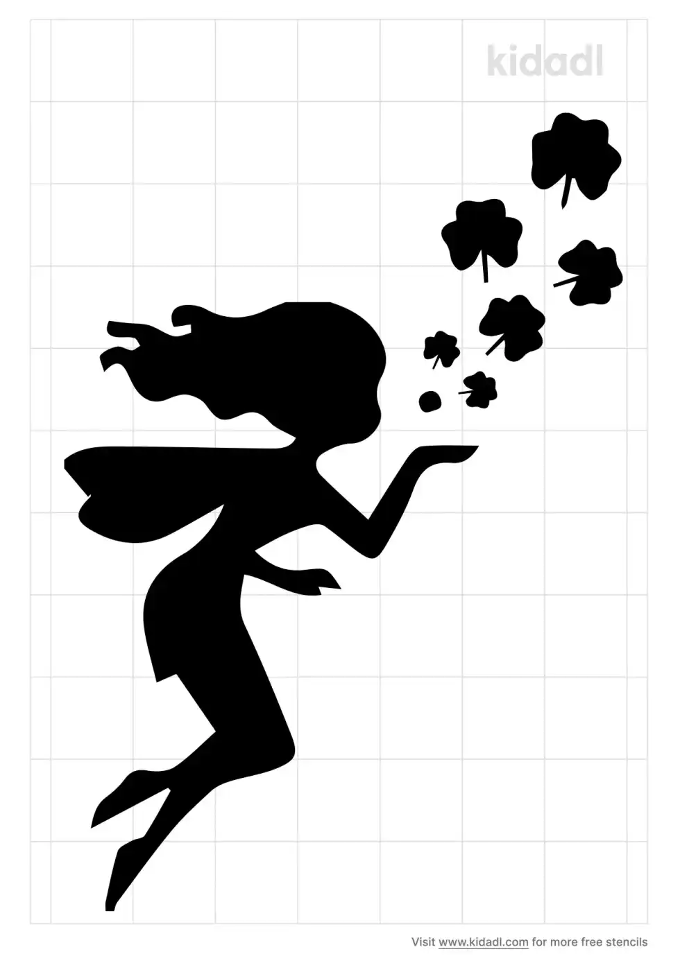 Fairy Blowing Shamrocks Stencil