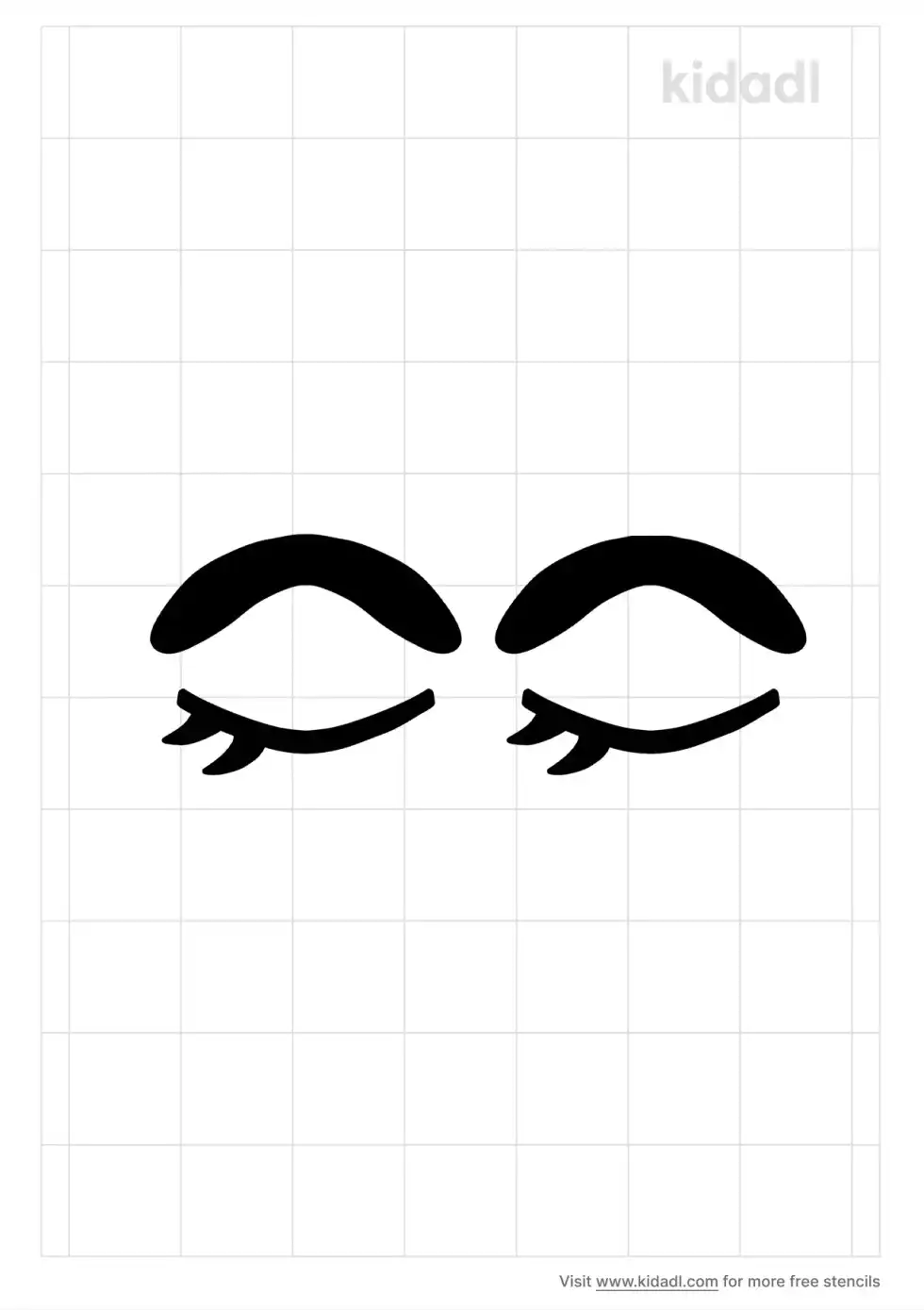 Closed Cartoon Eyes Stencil