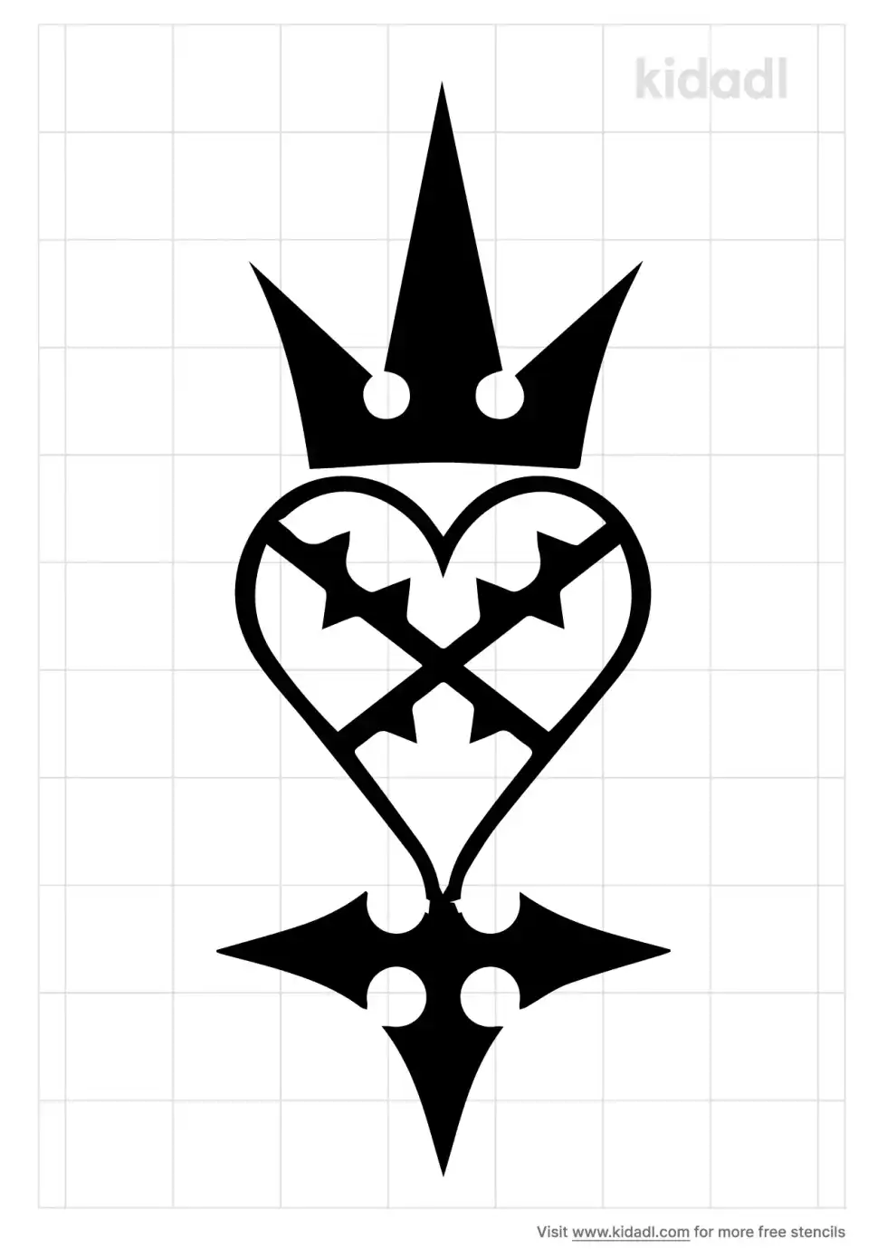 King Heart Thorns Stencil