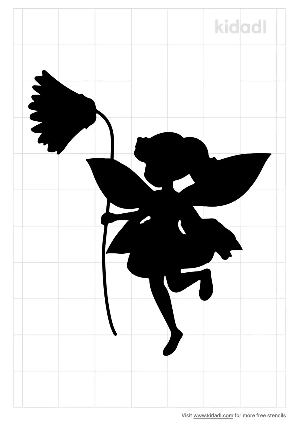 Fairy Touching Flower Stencil
