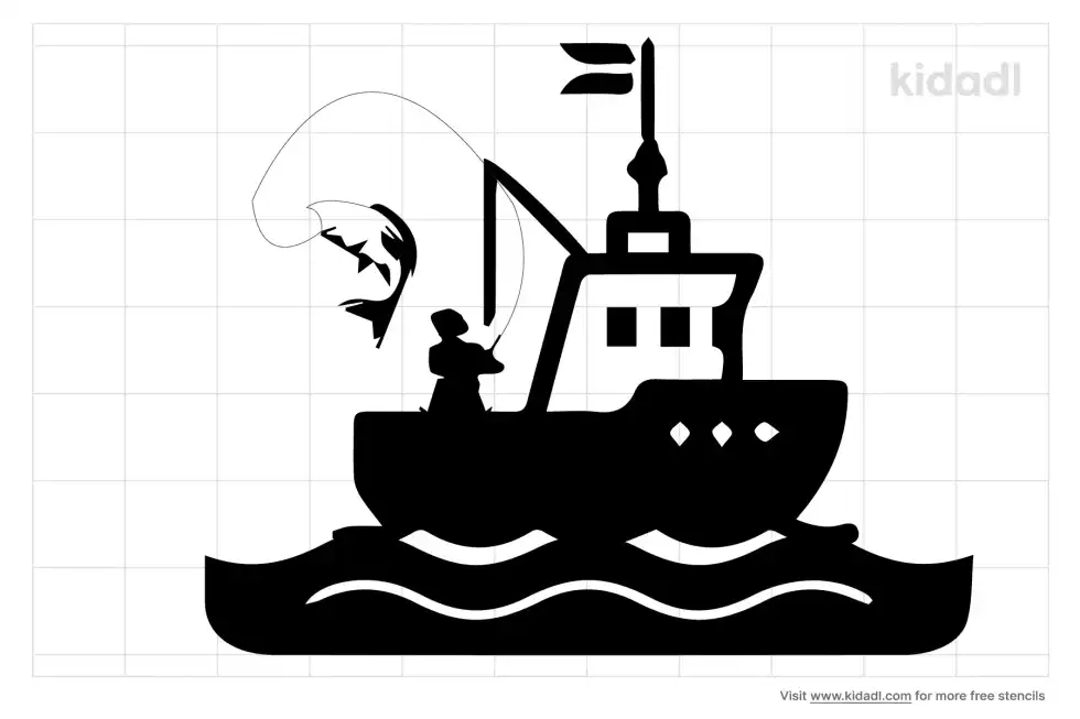 Sport Fishing Boat Stencil