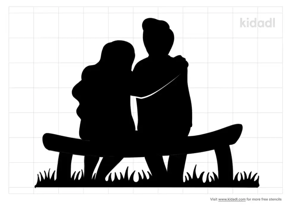 People On A Bench Stencil