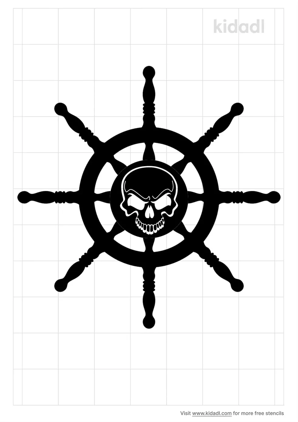 Pirate Ship Steering Wheel Stencil