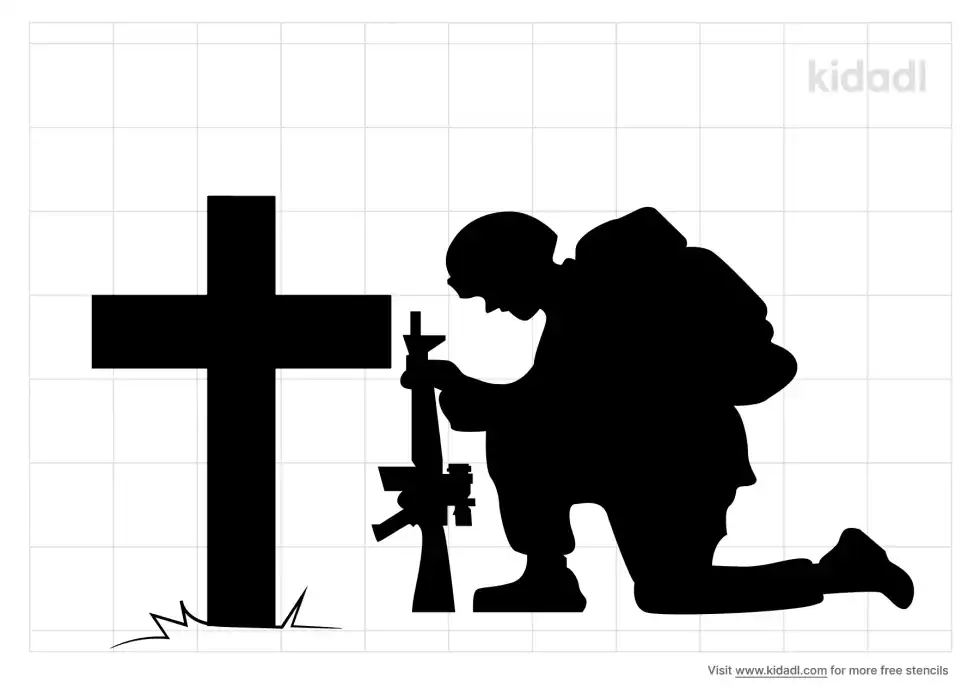 Soldier At A Cross Stencil