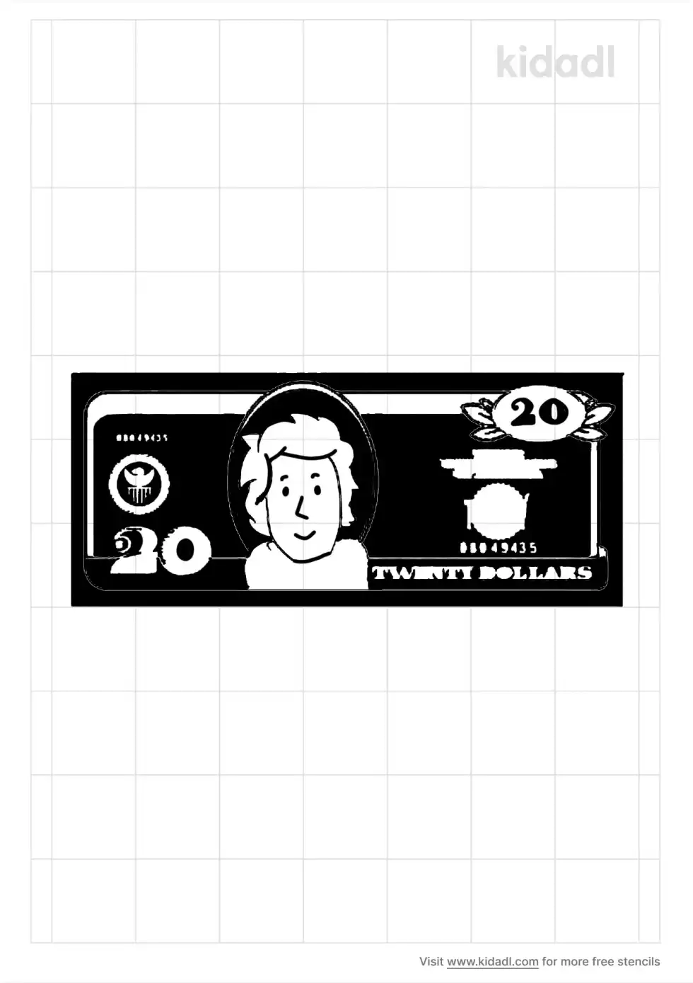 Twenty Dollar Bill Stencil