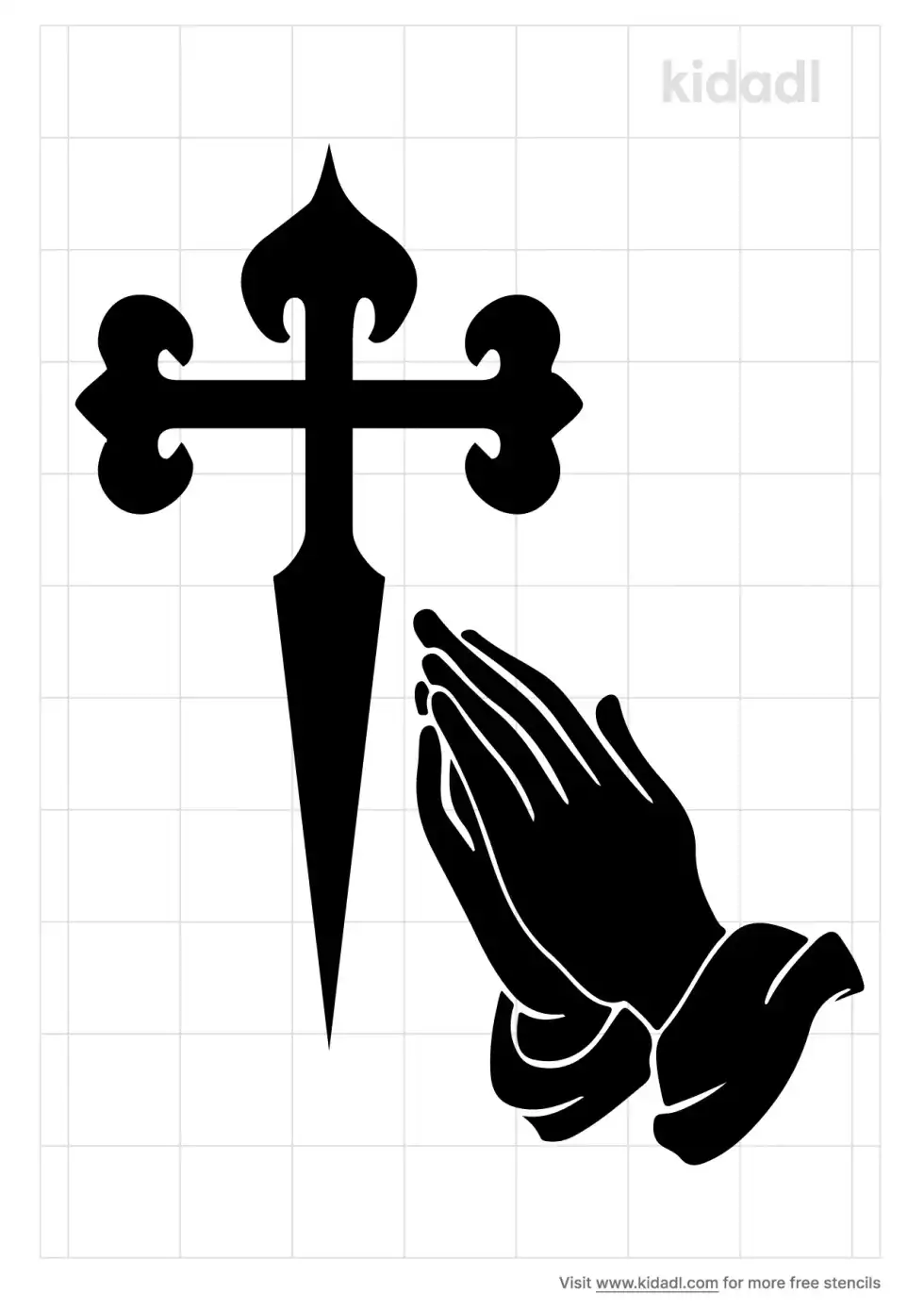 Praying Hands Cross Stencil
