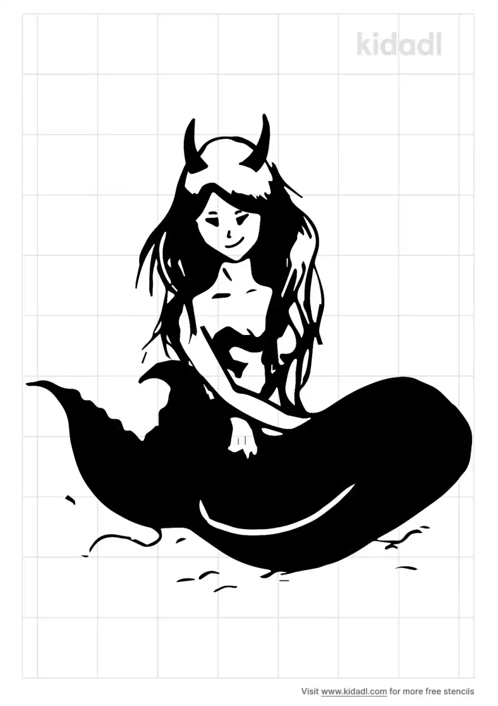 Evil Mermaid Stencil