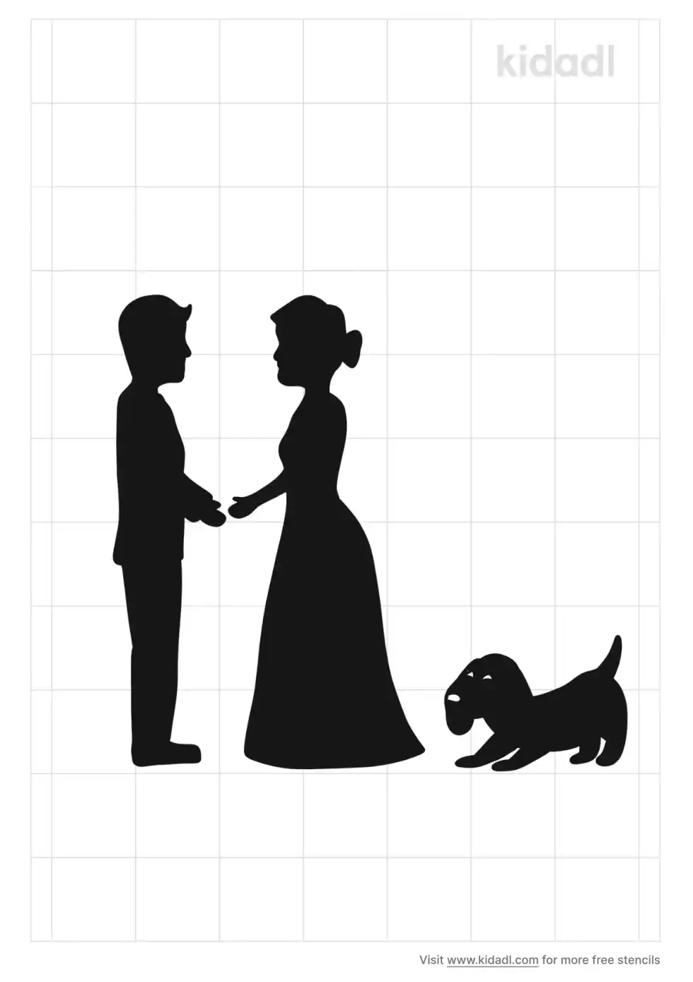 Married Couple With Dog Stencil