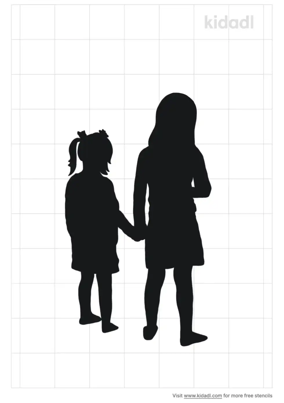 Sisters Hand And Hand Together Stencil