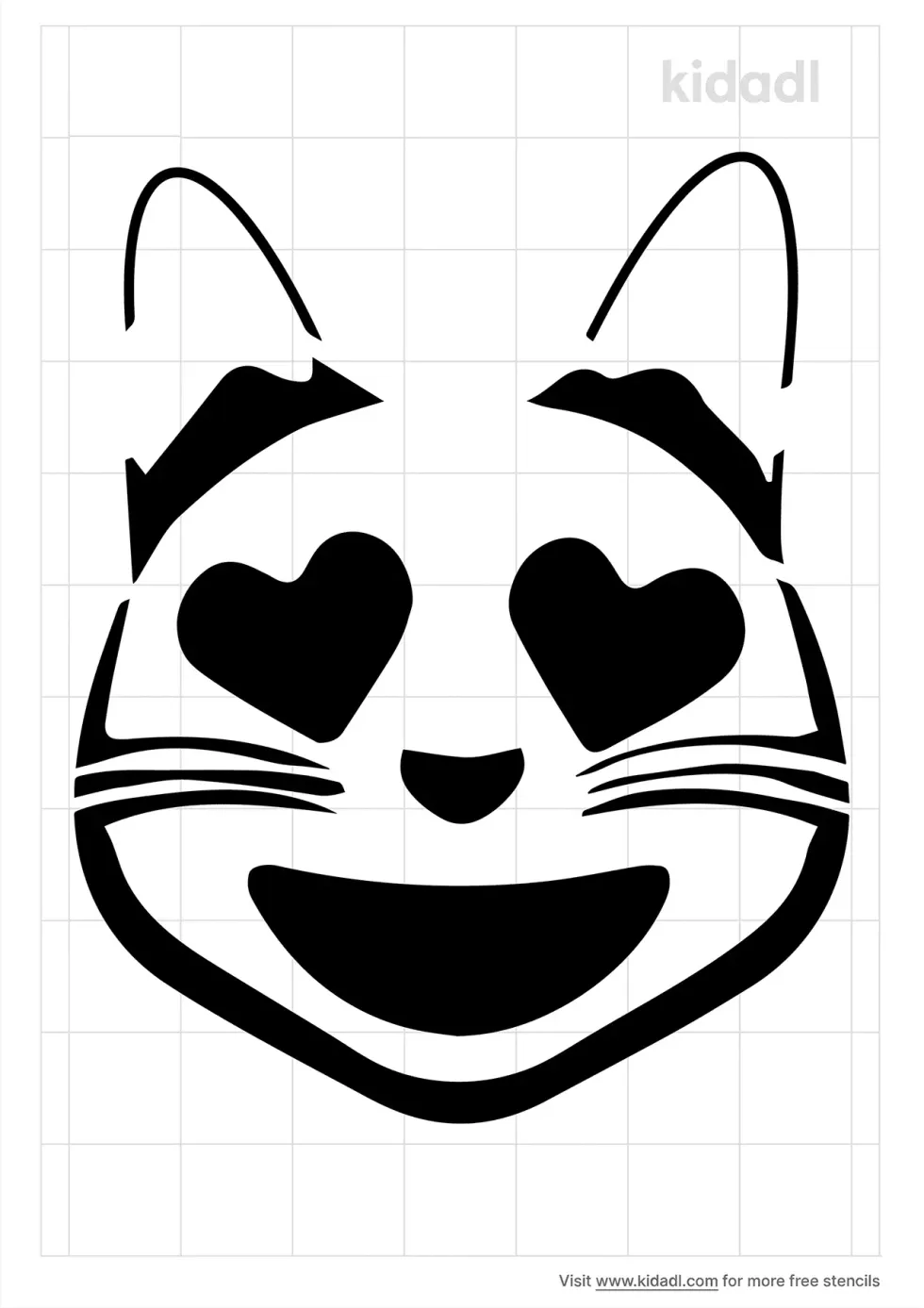 Cat Heart Eye Emoji Stencil