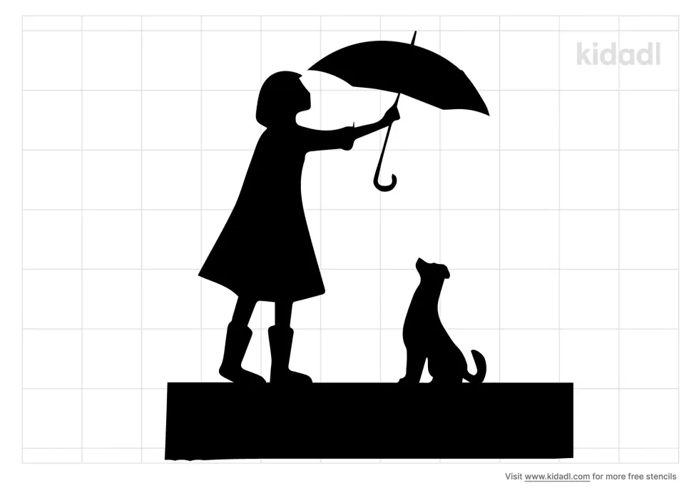 Woman Holding Umbrella With Dog