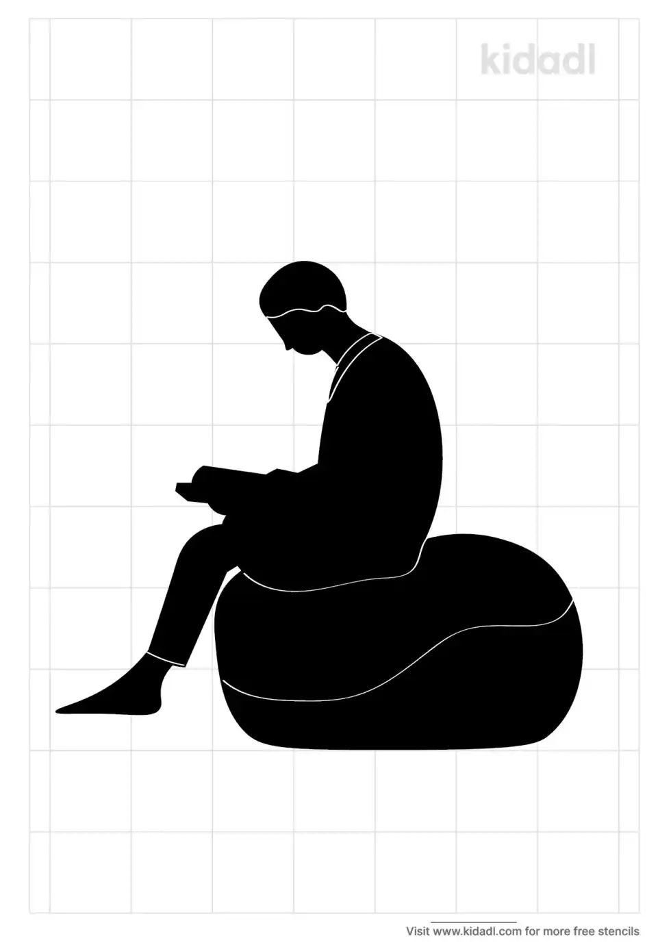 Kid Reading Clipart Stencil