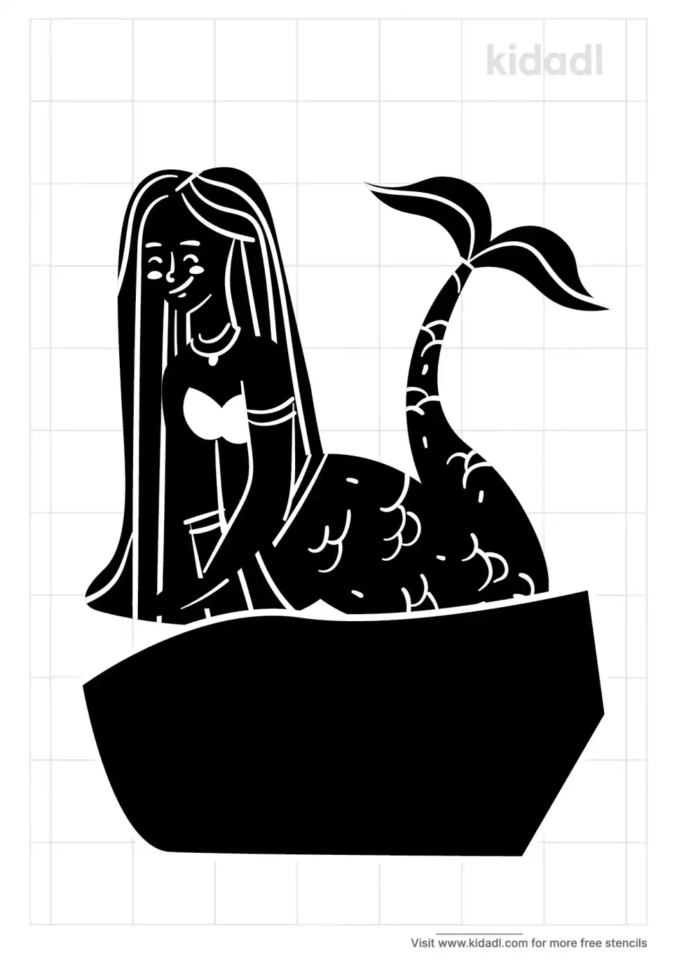 Mermaid On Rock Stencil