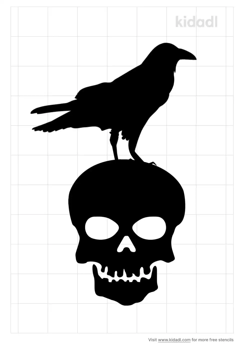 Raven And Skull Stencil