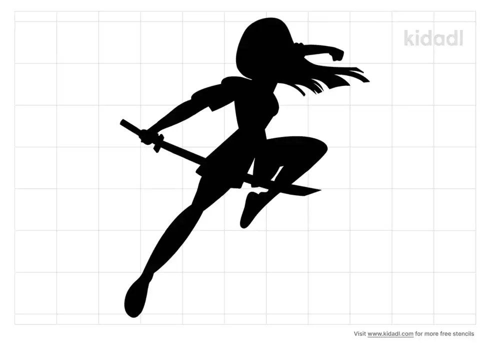 Simple Warrior Girl Stencil