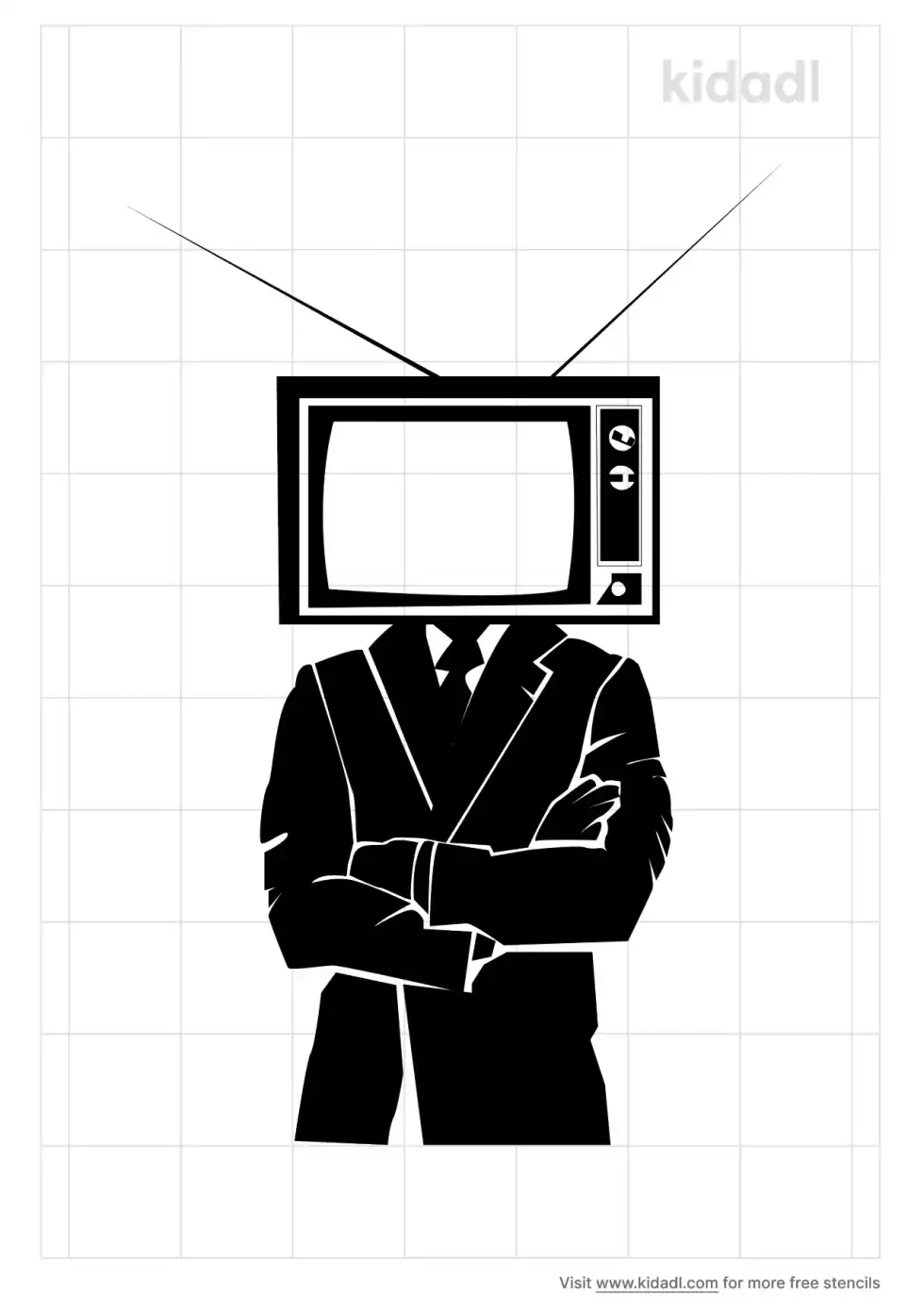 Man With Tv For Head Stencil