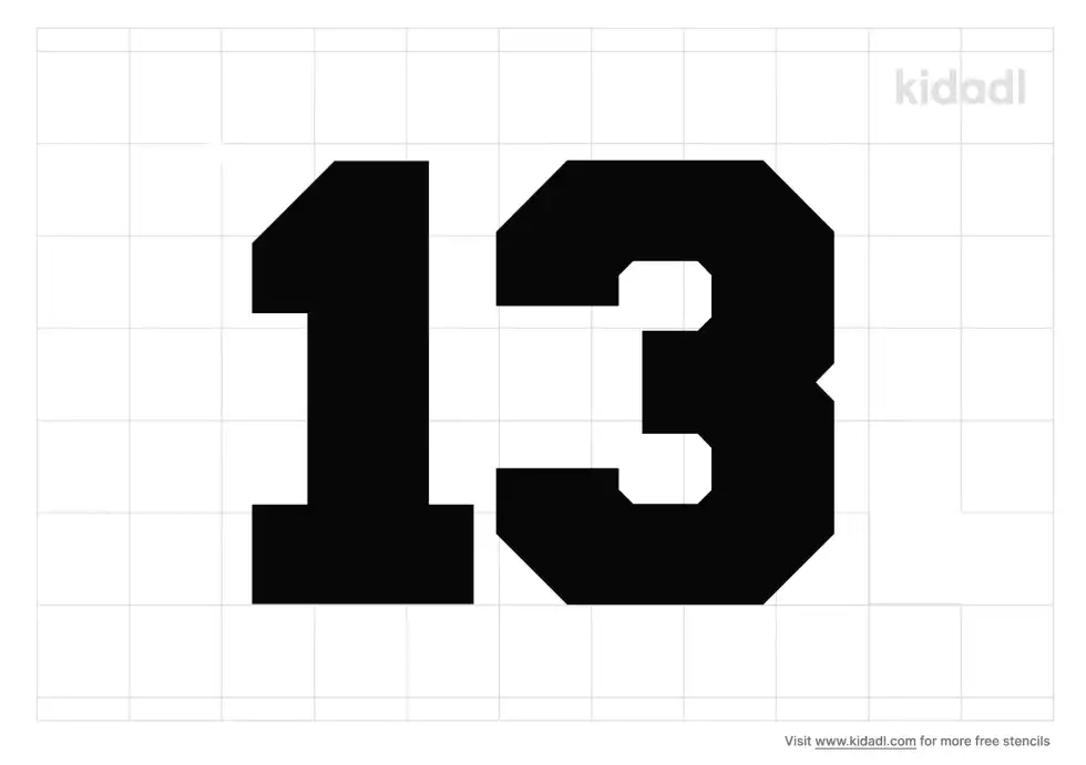 Number 13 Sports Number Stencil