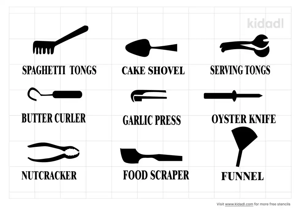 Kitchen Utensils With Name Stencil
