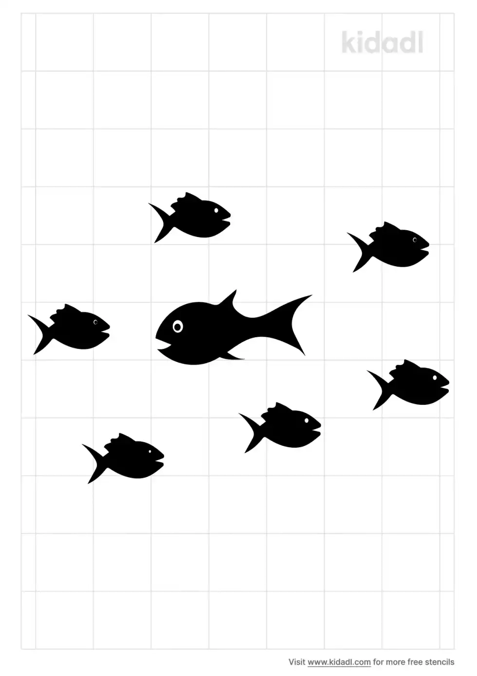 One Fish Swimming In The Opposite Direction Stencil