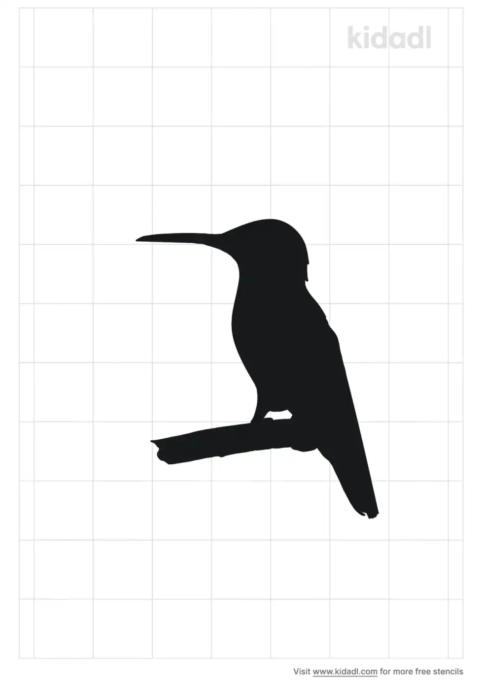 Sitting Hummingbird Stencil