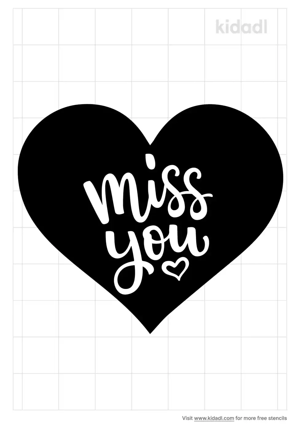 Miss You Heart Stencil