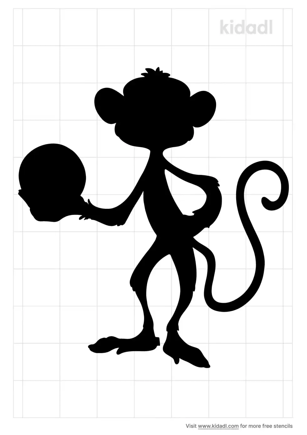 Monkey Holding Ball Stencil