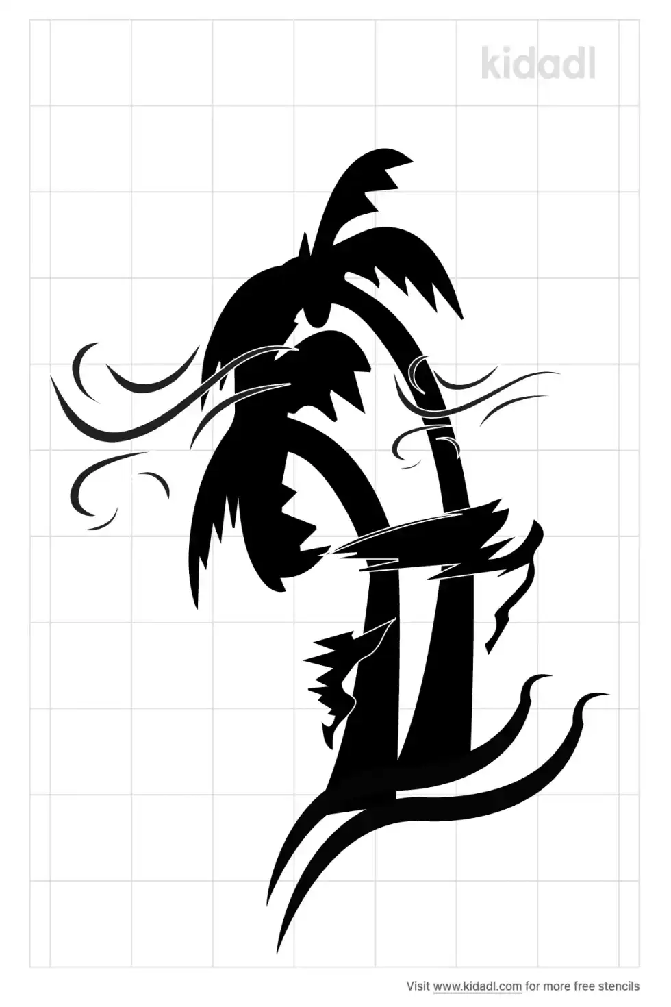 Palm Tree Hurricane Stencil