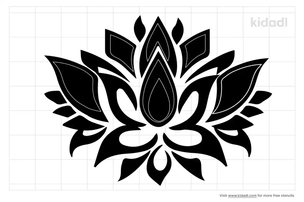 Patterned Lotus Flower Stencil