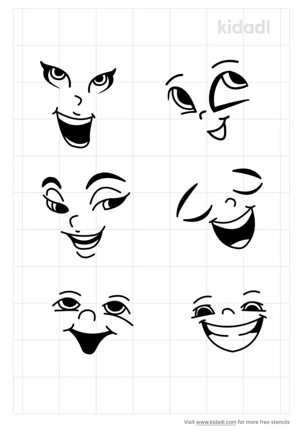 Cute Cartoon Face Stencil