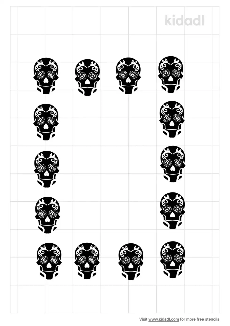 Day Of Dead Border Outline Stencil