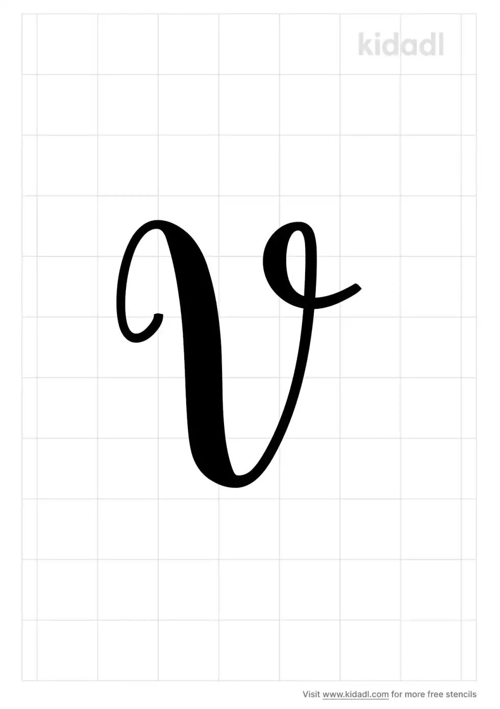 Cursive Letter V Stencil