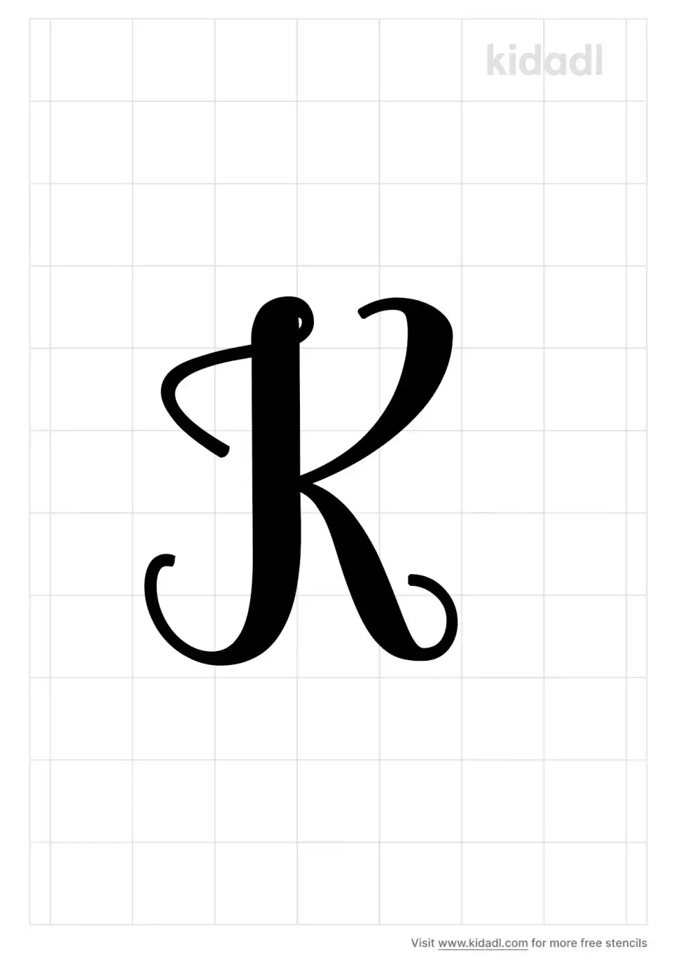 Cursive Letter K Stencil