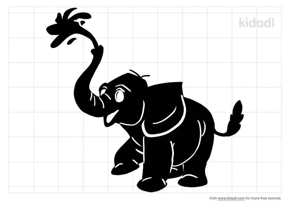 Elephant Blowing Water Stencil