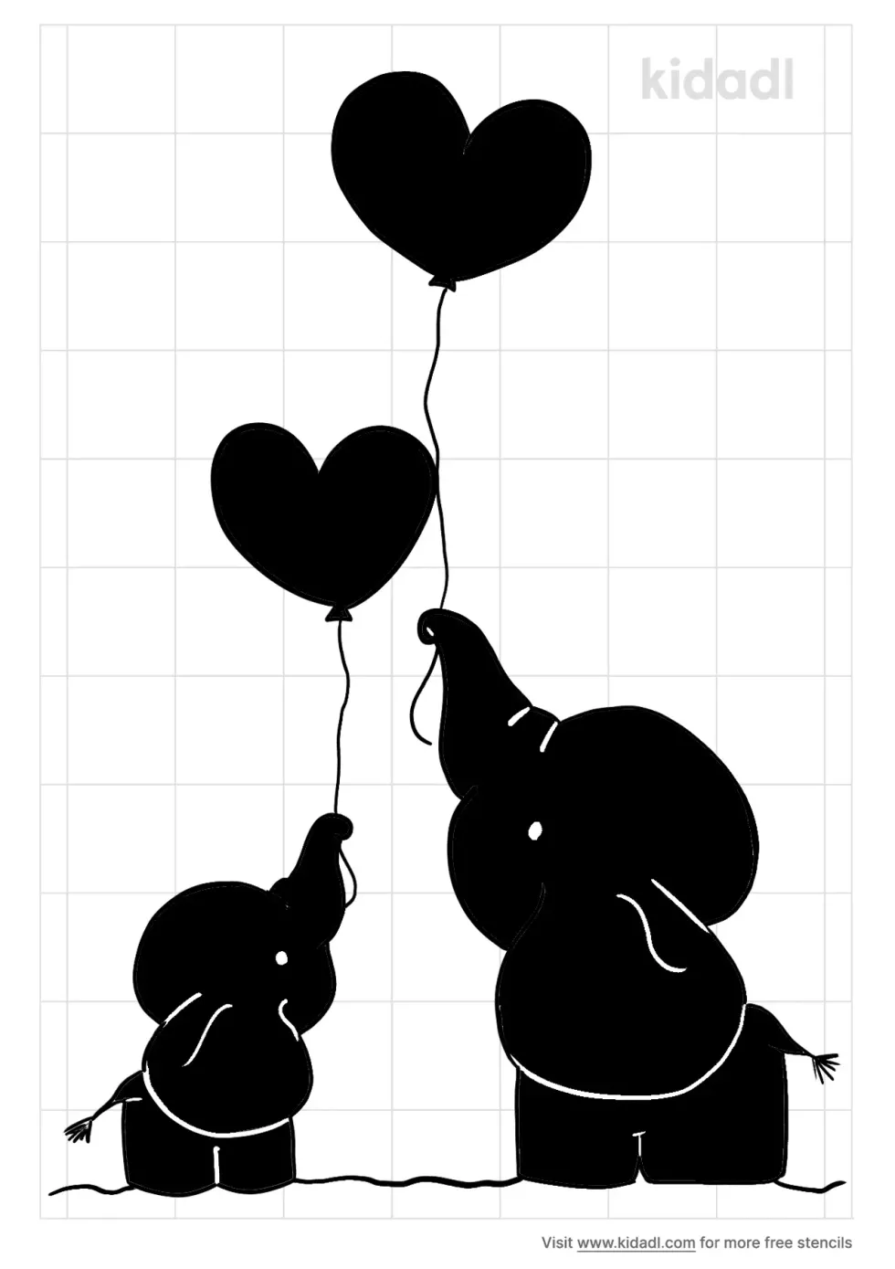 Elephant Balloons Stencil
